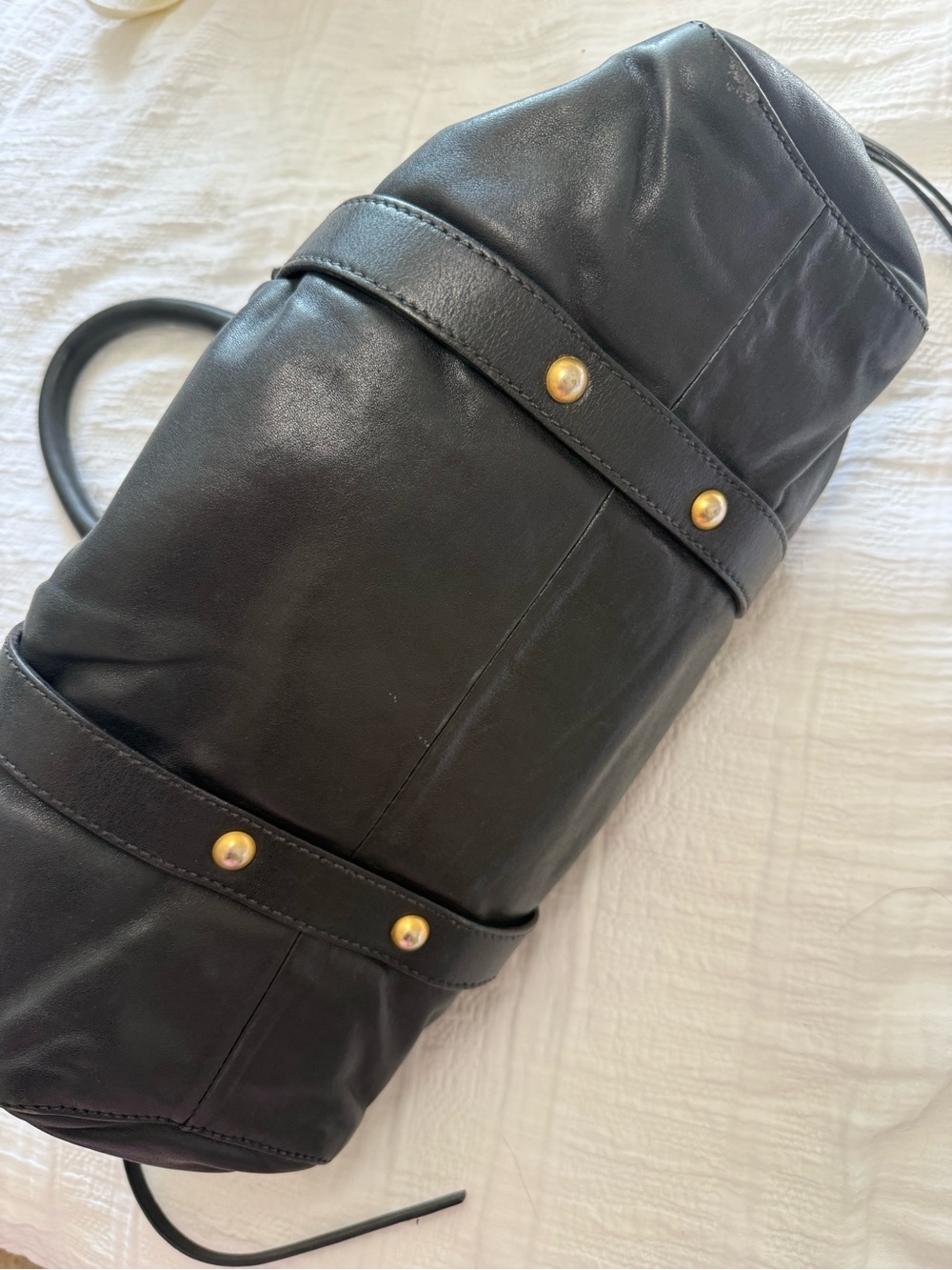 Miu Miu Black Leather Shoulder Bag with Gold Hardware - Picture 5 of 6